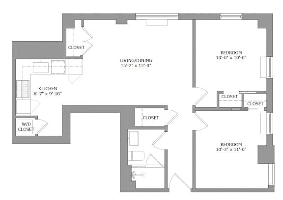 Floor Plan  2900 Adams Mill B5 2 bed 1 bath