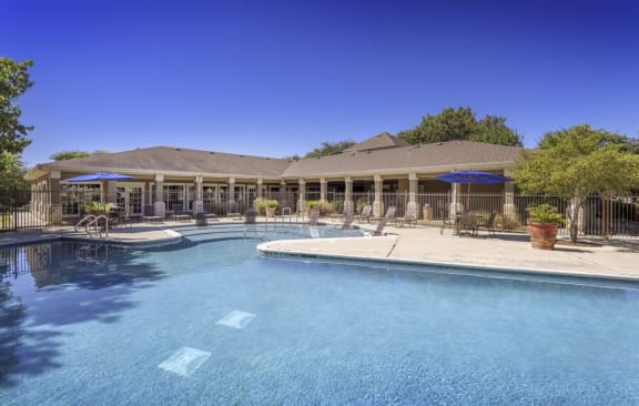 Exterior Building and Sparkling Pool. at The Atlantic Grand Oaks, Austin