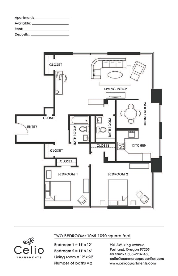 Floor Plan  a floor plan for a house with two bedrooms and two bathrooms