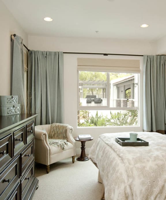 Horizons at Calabasas fully furnished bedroom with window