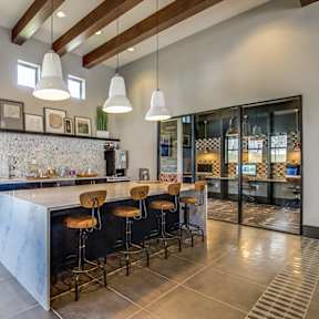 Kitchen with cabinets at The Glover House Apartments, District of Columbia