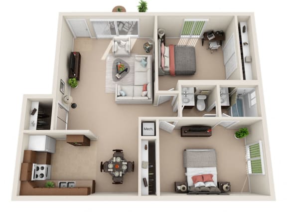 Floor Plan  D Floor Plan at Foxboro Apartments, Wheeling, Illinois