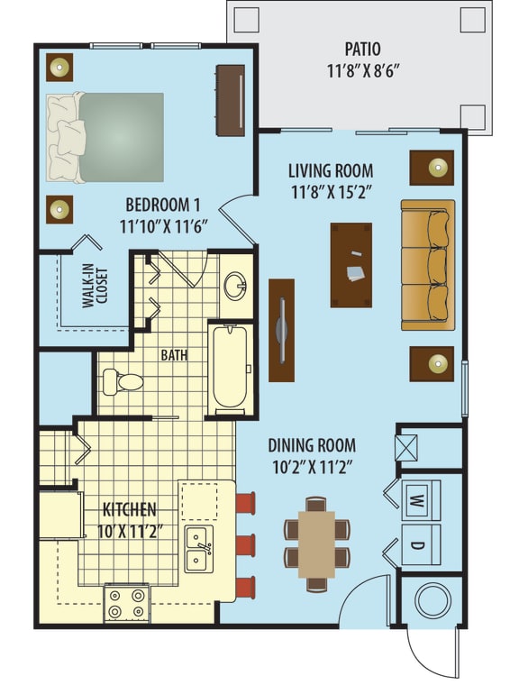Floor Plan  1 Bedroom 1 Bath