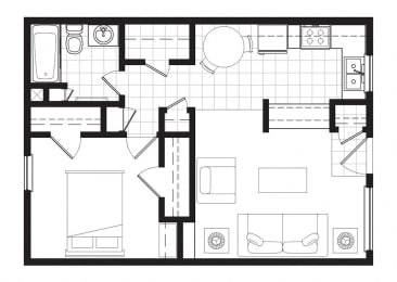 Hacienda Norte & Sur One Bed One Bath 570 square feet