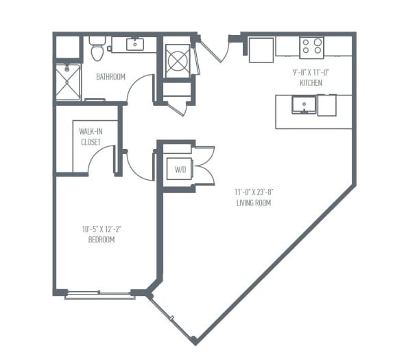 Floor Plan  B3 Floor Plan, 845 Sq. Ft. at Union Berkley, Kansas City, Missouri
