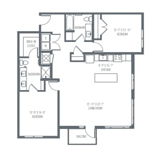 D5 Floor Plan, 1369 Sq. Ft. at Union Berkley, Kansas City