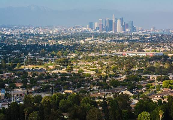 a view of the los angeles skyline from griffith observatory