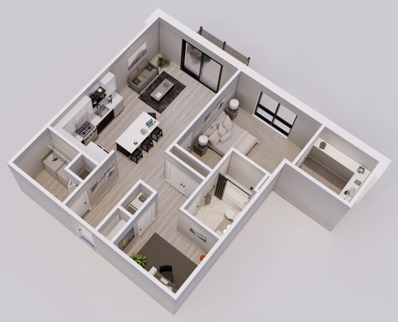 Floor Plan  Hartman Style F - 1 bed, 1 bath &#x2B; den - 3D floor plan