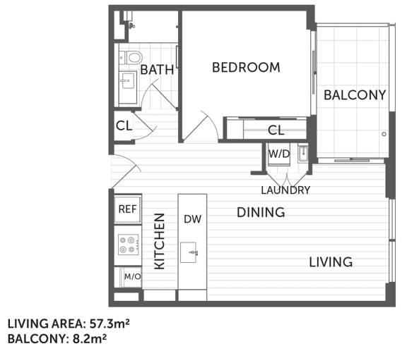 Floor Plan  1N - 1Bed 1 Bath - The Briscoe by Kinleaf