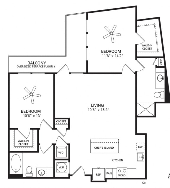 Fetzer Floor Plan at Berkshire Chapel Hill, Chapel Hill