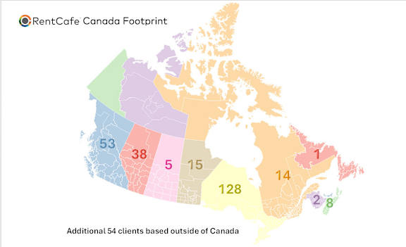 a map of canada showing the locations of rent cafe canada locations