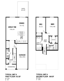 Floor Plan 2 Bedroom Townhouse - Phase III