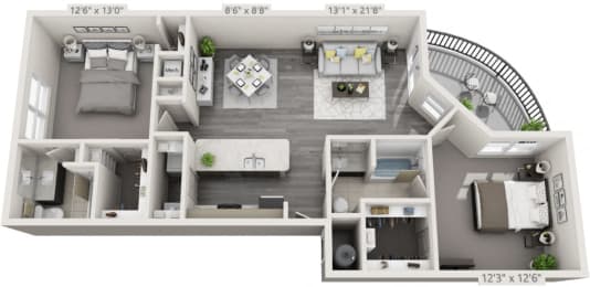 Monticello Floor Plan at The Citizen at Shirlington Village, Virginia