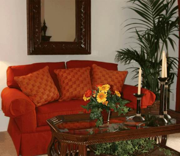 Living room couch-Senior Living at Matthew Henson Apartments Phoenix, AZ