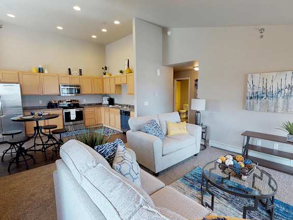 living room, kitchen