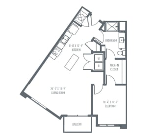 B4 Floor Plan B4 Floor Plan, 848 Sq. Ft. at Union Berkley, Missouri, 64120