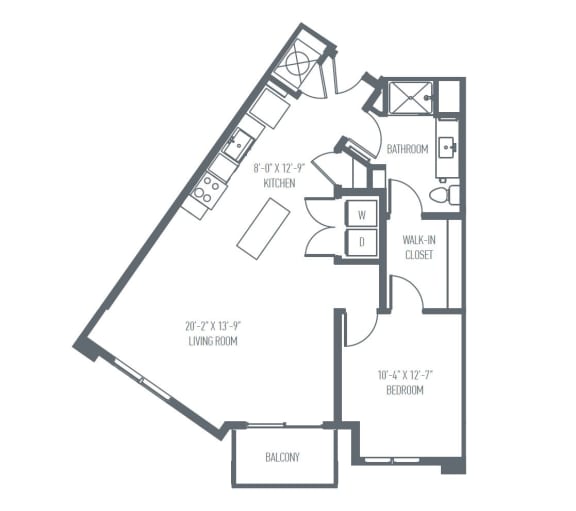 Floor Plan  B4 Floor Plan, 848 Sq. Ft. at Union Berkley, Missouri, 64120