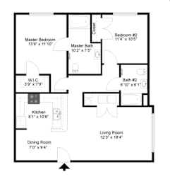 2 Bed 2 Bath Floorplan at Palmera, Columbia