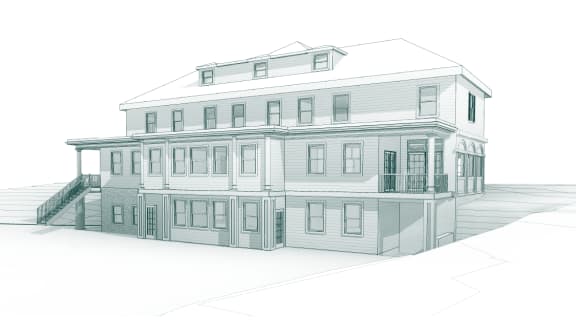 a 3d rendering of a house on a white background