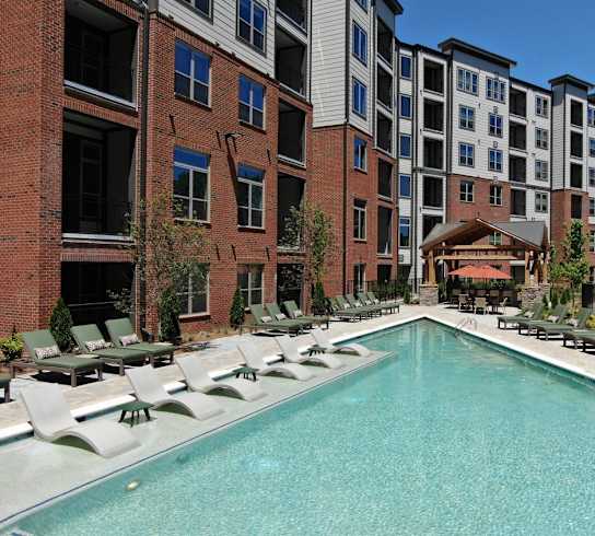 Luxury apartment in Marietta, GA with resort-style pool and sundeck.