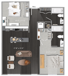 2 bed 2 bath C10 Floor Plan at The Edison at Union Market, Washington, 20002