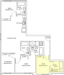 Pine Floor Plan Main Bedroom A