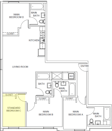 Pine Floor Plan Standard Bedroom C