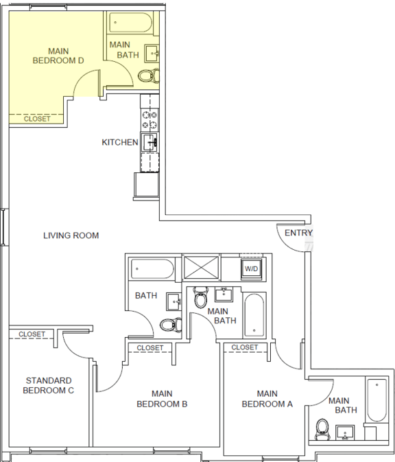 Pine Floor Plan Main Bedroom D