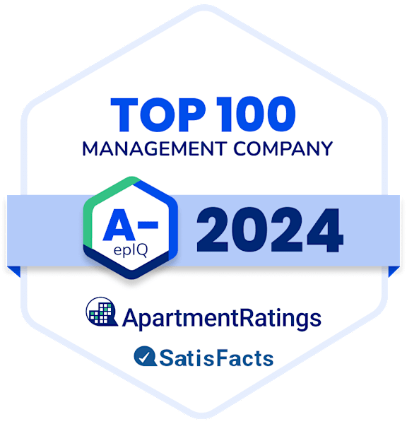 A badge indicating a top 100 management company for the year 2024.