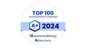The image displays an award badge indicating that a management company is ranked in the top 100 for the year 2024.