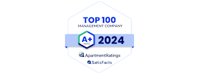 The image displays an award badge indicating that a management company is ranked in the top 100 for the year 2024.