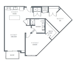 C1 Floor Plan, 1180 Sq. Ft. at Union Berkley, Kansas City