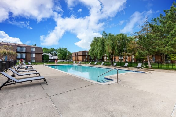 Pool View at Drawbridge Apartments East, Harrison Township, Michigan
