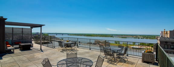 take in the view from the rooftop deck