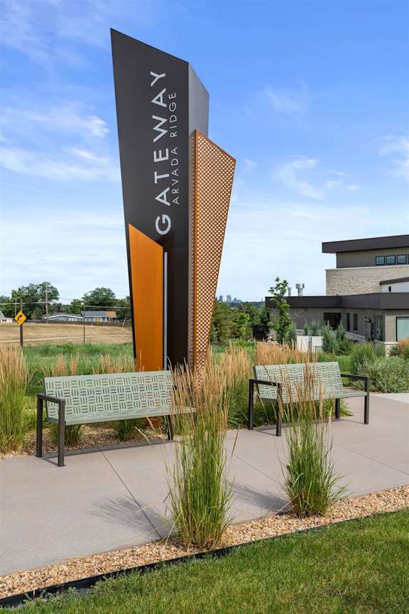 Gateway Arvada Ridge Modern Apartment Community with Outdoor Seating and Landscaped Walkways