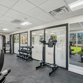 People working out in gym at The Glover House Apartments, Washington