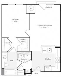 1B/1C Floorplan at The Flats at Wheaton Station Apartments