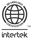 A black and white image of a globe with the words "intertek certification" written below it.