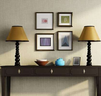 Table with lamps and chair