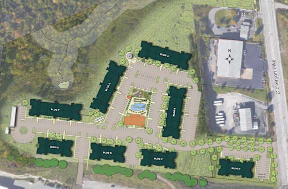 A map shows a layout of a building complex with a central courtyard.