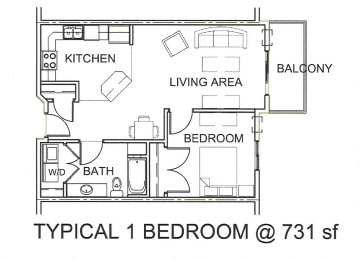  Floor Plan 1 Bedroom 1 Bathroom