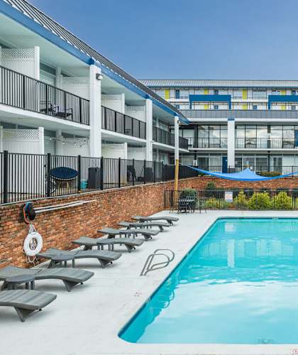 the swimming pool at our apartments