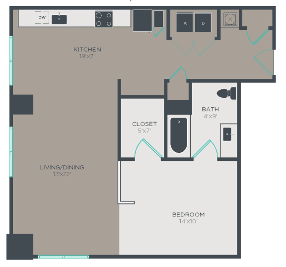 A7 Floor Plan at Link Apartments® Glenwood South, Raleigh, NC, 27603