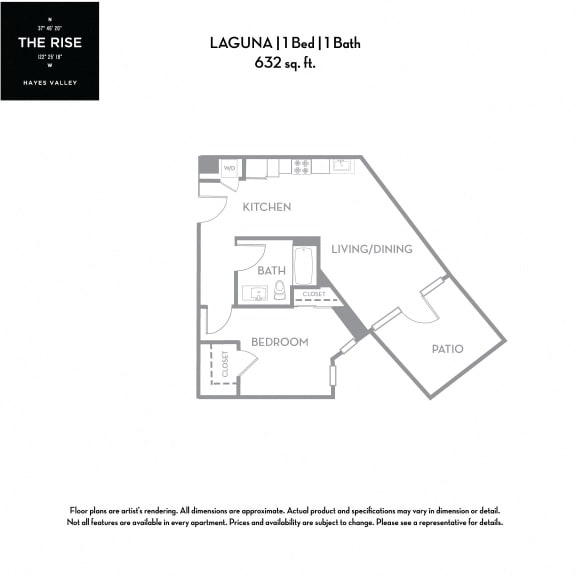 Laguna - 1 Bed 1 Bath 632 Sq.Ft. Floor Plan at The Rise Hayes Valley Apartments in California, 94103