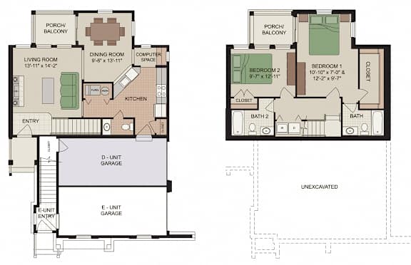 Shamona B Floor Plan at Claremont Apartments, Exton