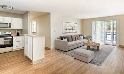 Kitchen and Living Room view at Littlebrook Apartments, Massachusetts, 01749