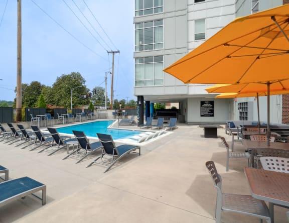 Pool area at South Sixteen at The Bridges in Downtown Roanoke