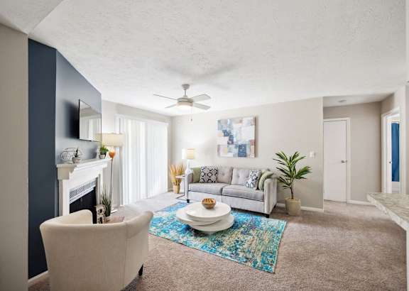 the preserve at ballantyne commons living room and fireplace