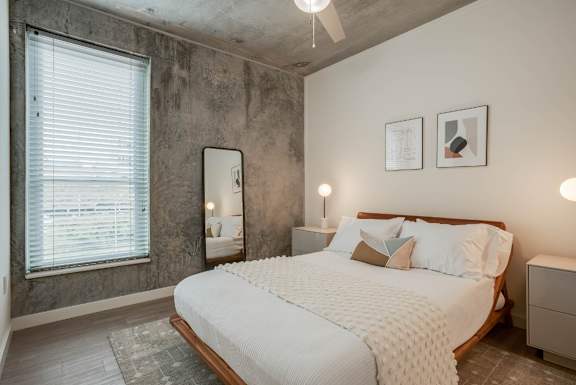 Bedroom with Large Bed at an Art Museum at The Locks Tower in Richmond, Virginia