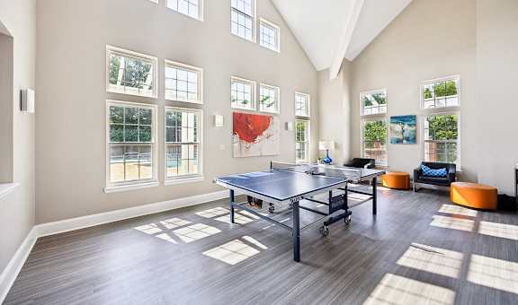 the preserve at ballantyne commons spacious game room with table tennis